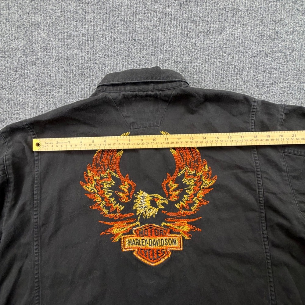 Vintage Harley Davidson Heavy Button‎ Down Shirt Size 2XL Eagle Shirt Black - Picture 6 of 16
